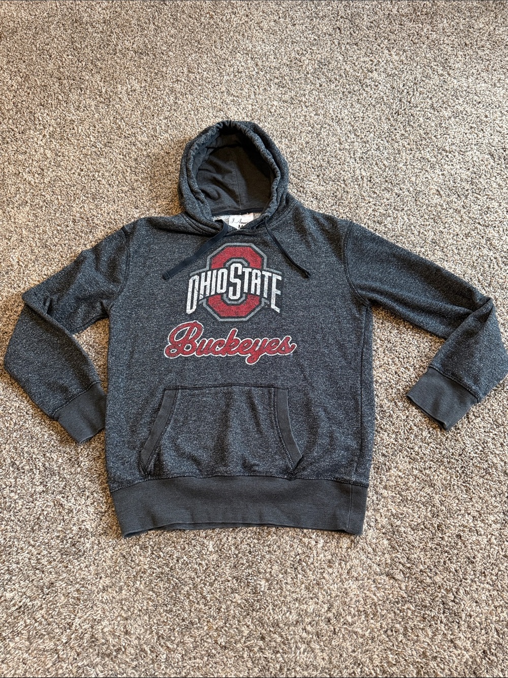 J. America Gray & Glitter Ohio State Buckeyes Hoodie with Red Graphic Size M